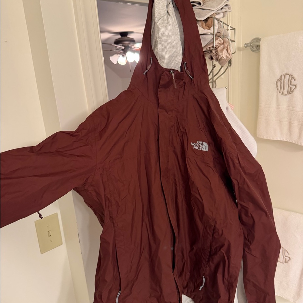 The North Face Maroon Hooded Rain Jacket - XL